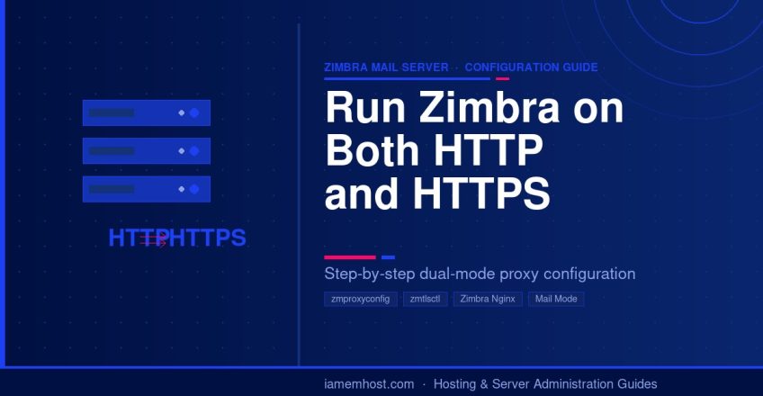 Zimbra mail server configured to run on both HTTP and HTTPS using zmproxyconfig and zmtlsctl commands
