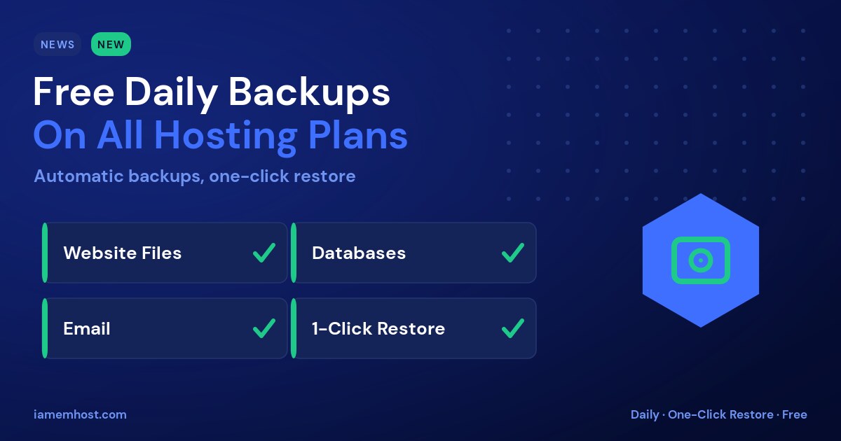 Free Daily Backups Now on All IAMEM Hosting Plans