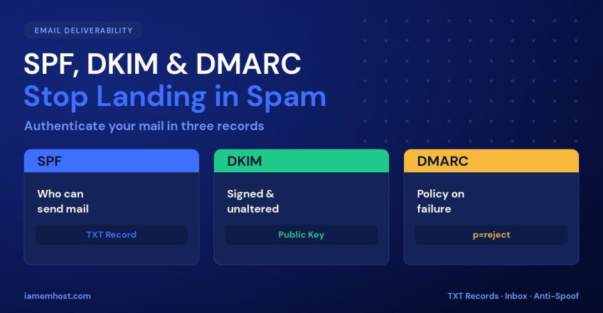 How to Configure SPF, DKIM & DMARC to Stop Emails Landing in Spam