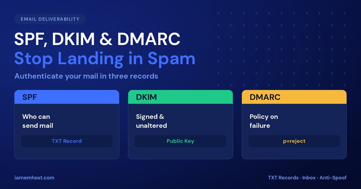 How to Configure SPF, DKIM & DMARC to Stop Emails Landing in Spam