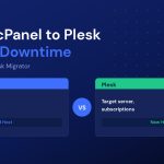 cPanel source server and Plesk target server side by side in a zero-downtime migration
