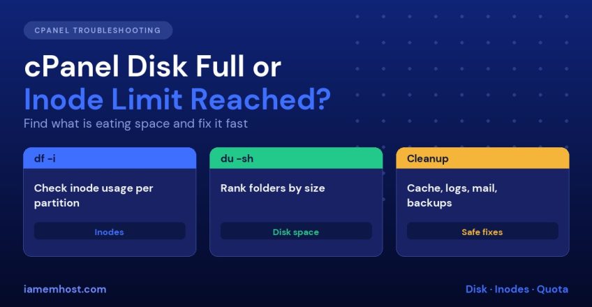 cPanel disk full and inode limit troubleshooting guide