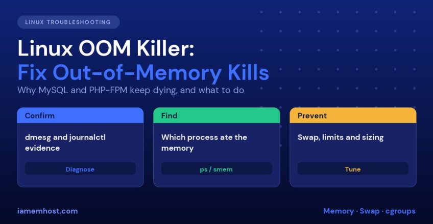 Linux OOM killer troubleshooting guide for out-of-memory server crashes