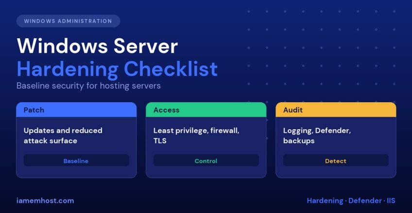 Windows Server hardening checklist for hosting environments