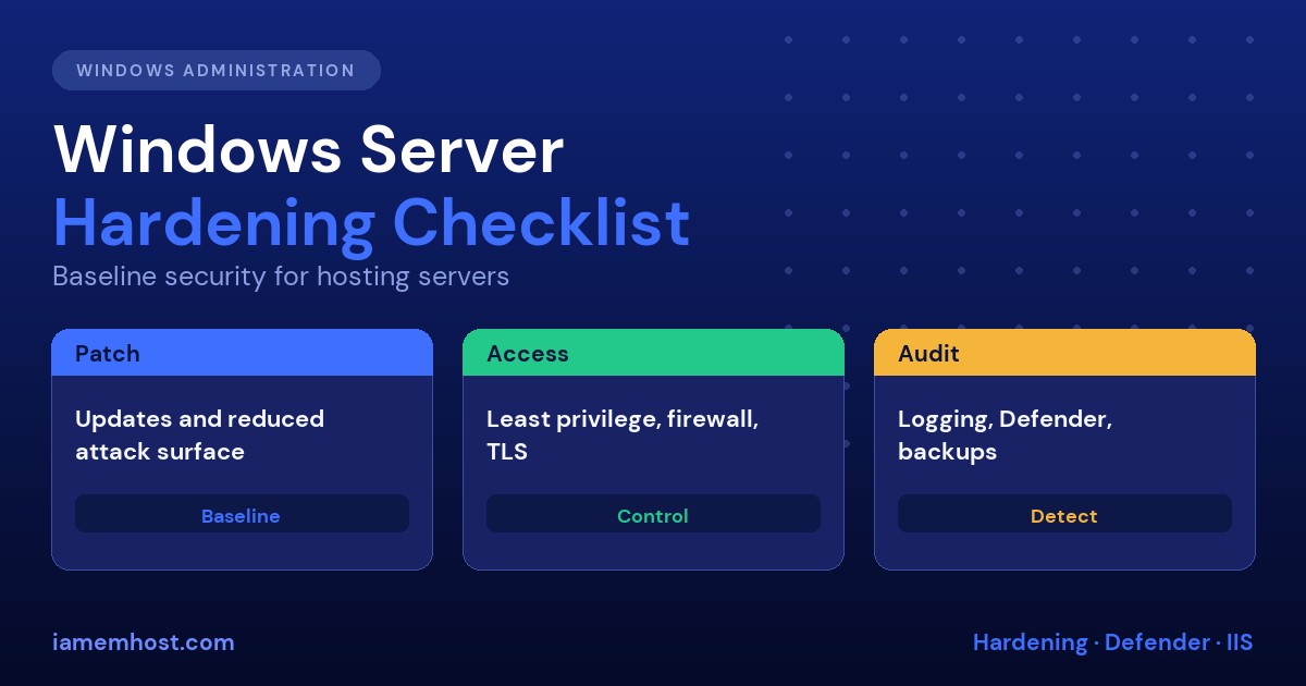Windows Server hardening checklist for hosting environments
